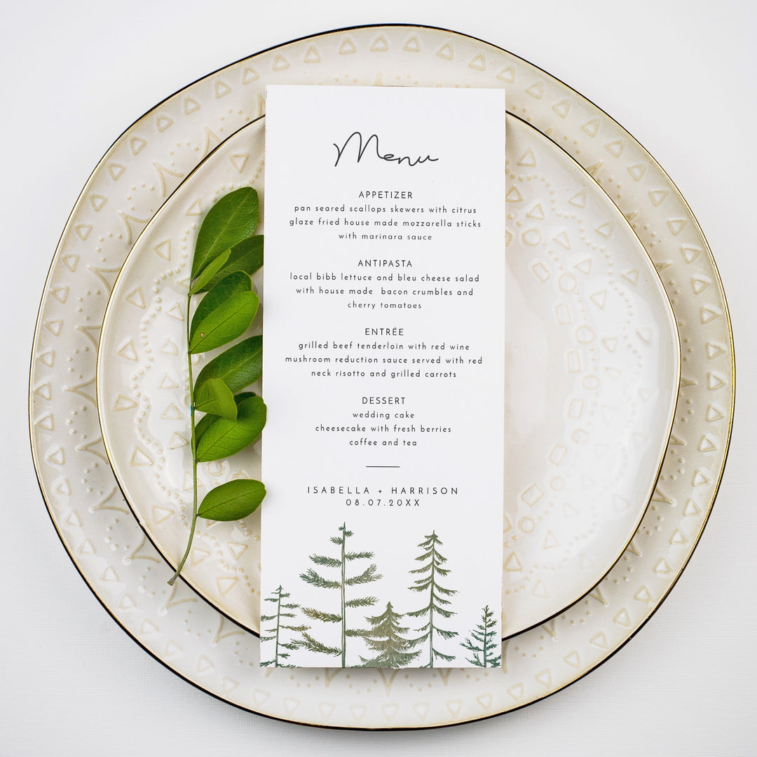 TIMBER Rustic Outdoor Wedding Menu Cards