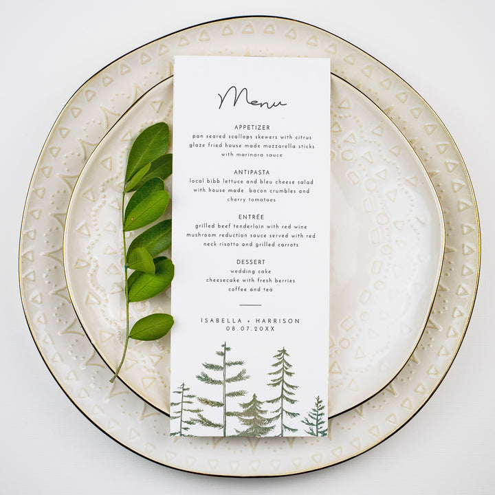 TIMBER Rustic Outdoor Wedding Menu Cards