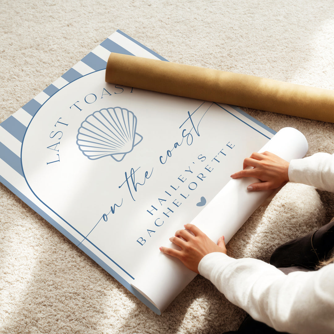 HAILEY Last Toast On The Coast Blue Nautical Bachelorette Welcome Sign
