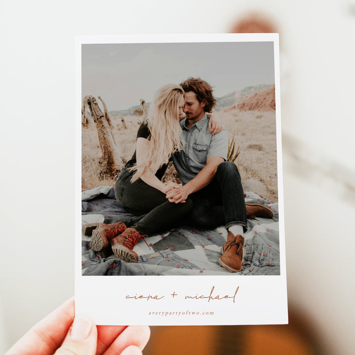 CIERA Rustic Terracotta Wedding Invitation Card with Photo