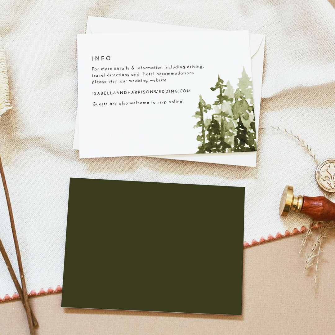 JENNA Modern Green Forest Wedding Details Card
