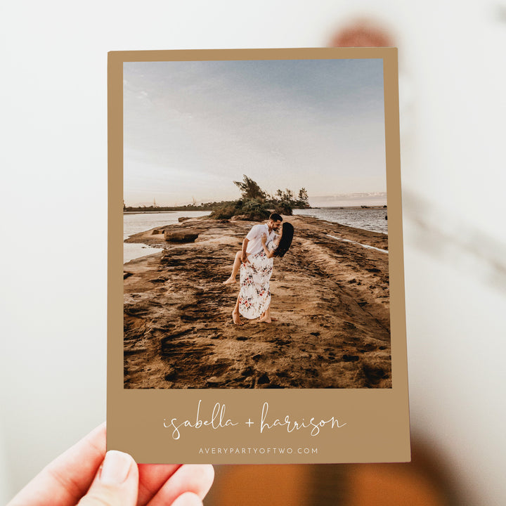INDIE Beige Boho Wedding Photo Save the Date Cards