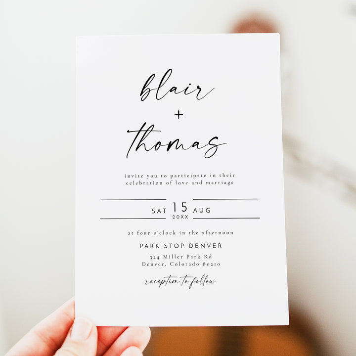 BLAIR Boho Wedding Invitation Cards with Photo