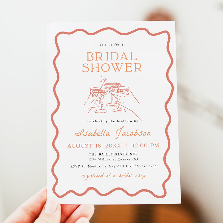 ELIZA Retro Orange Cocktail Bridal Shower Invitation