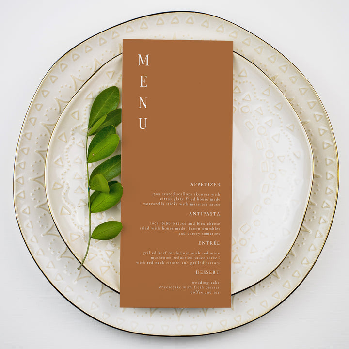 MIA Minimalist Bohemian Terracotta Menu Cards