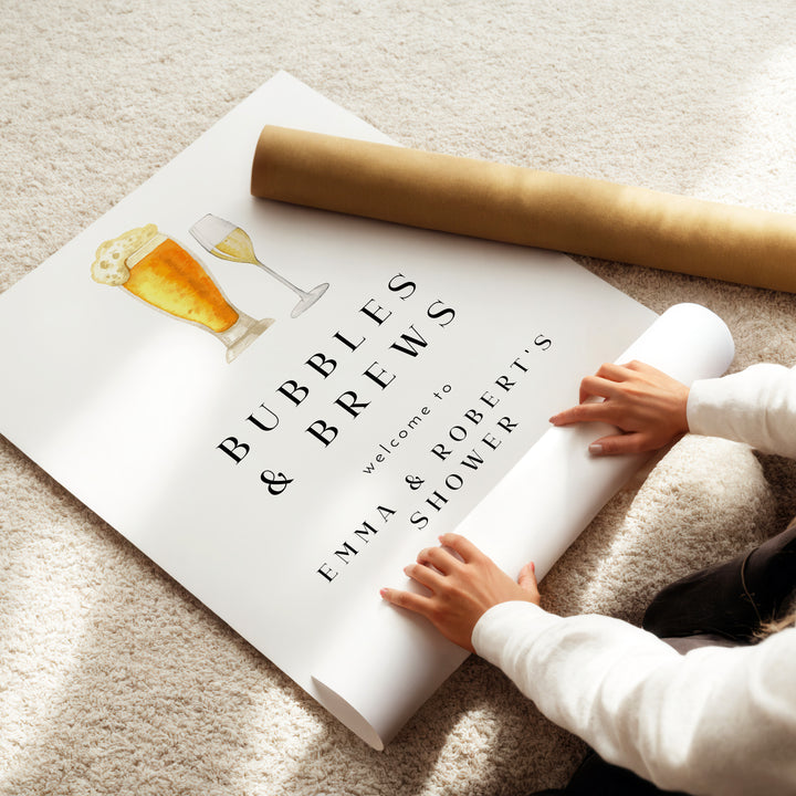 CHARLIE Modern Bubbles and Brews Couples Shower Welcome Sign