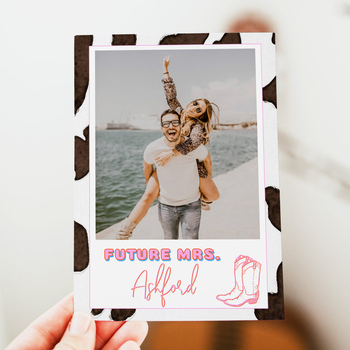 DINA Retro Space Cowgirl Texas Bridal Shower Invitation with Photo