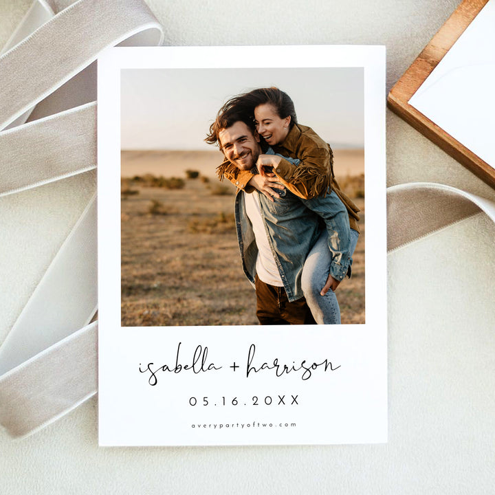 ADELLA Simple Script Photo Wedding Invitation