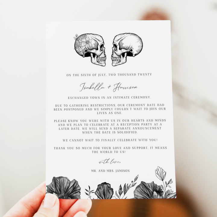 NOVA Nothing Fancy Just Love Gothic Elopement Announcement with Photo