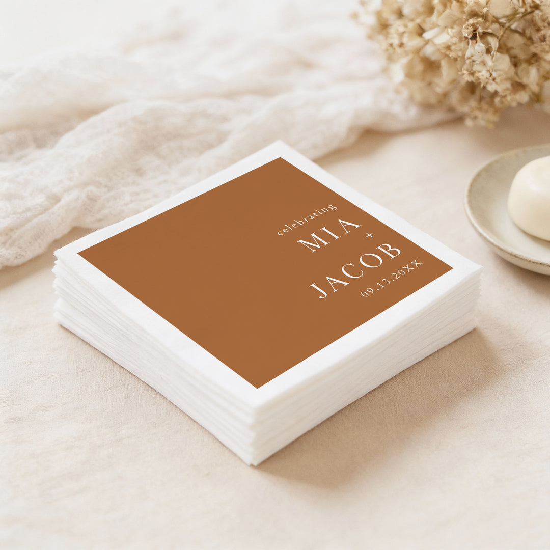 MIA Personalized Rustic Terracotta Wedding Napkins