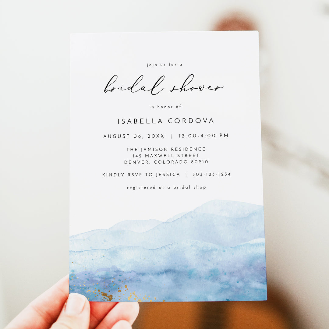 BLAKELY Elegant Coastal Summer Bridal Shower Invitation