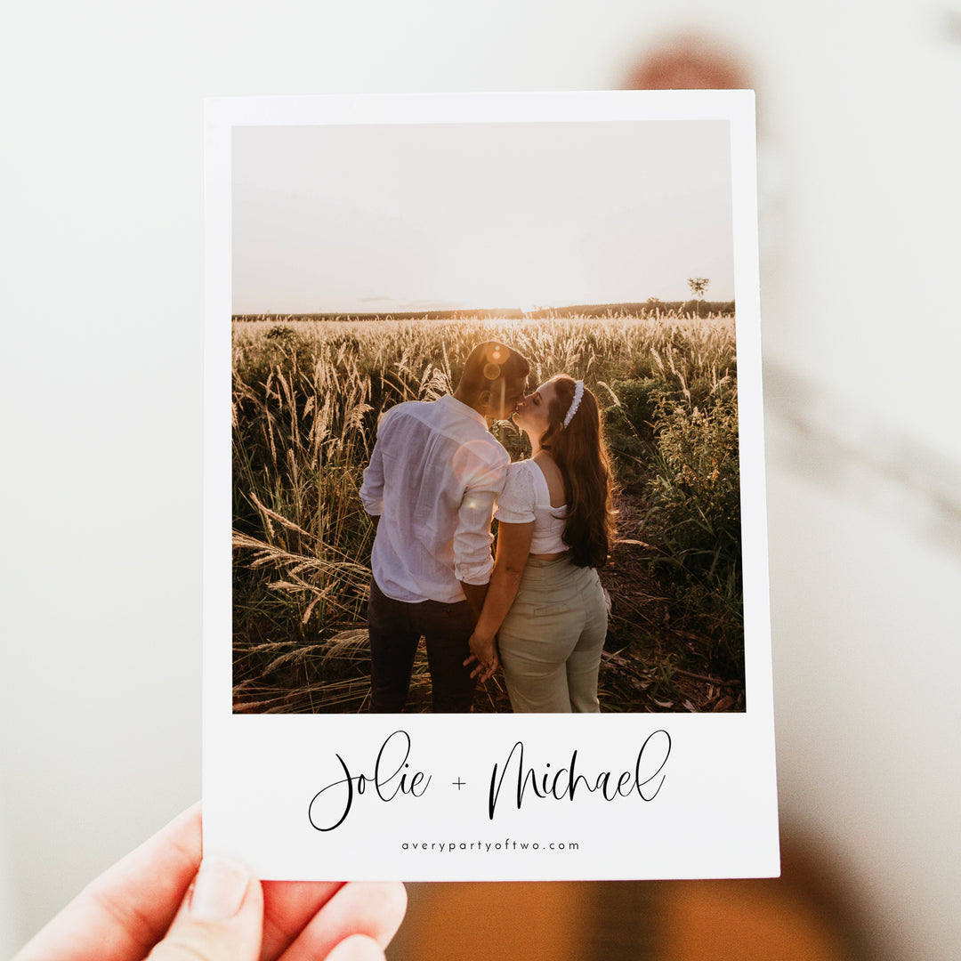 JOLIE Modern Boho Wedding Save the Date Cards with Arched Photo