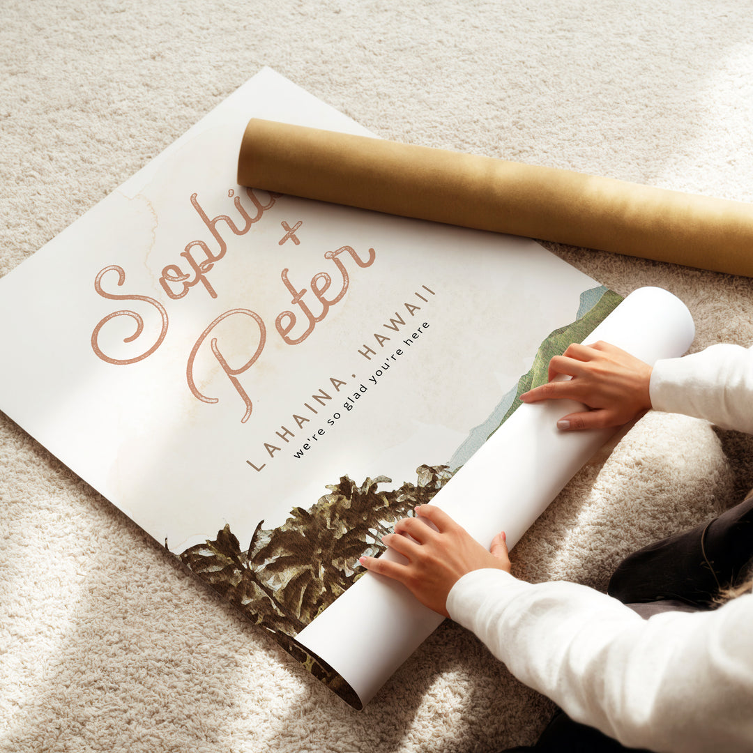 NANI Hawaiian Beach Destination Wedding Welcome Sign