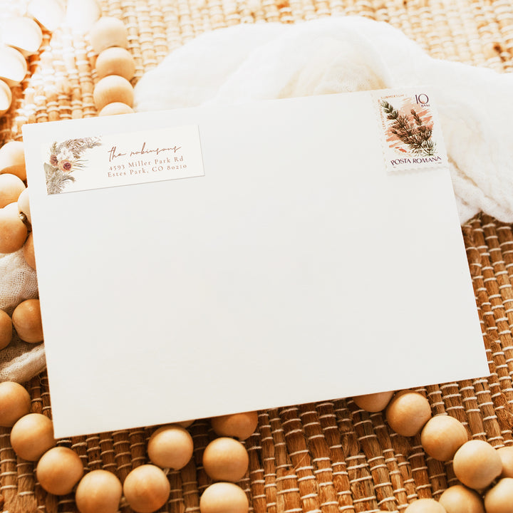 CIERA Terracotta Floral Wedding Return Address Label