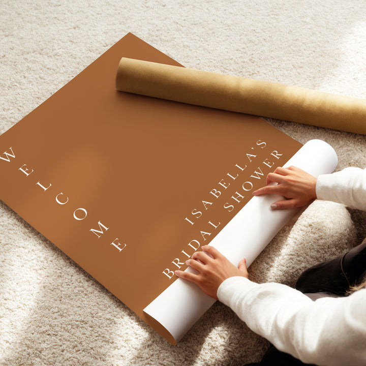 MIA Burnt Orange Minimalist Bridal Shower Welcome Sign