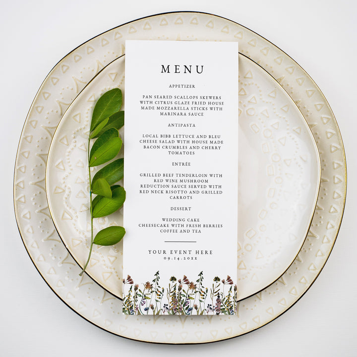 HEIDI Personalized Floral Boho Wedding Dinner Menu Cards