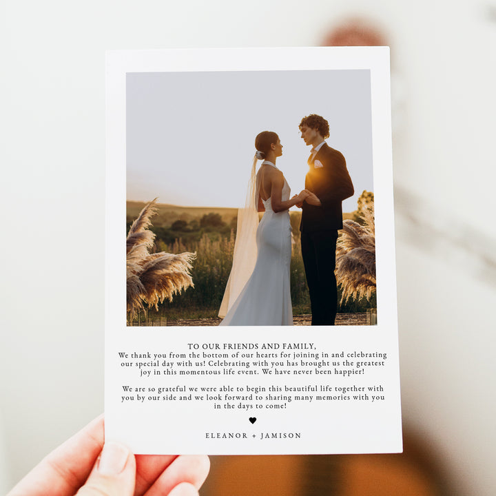 ELEANOR Rustic Bohemian Wedding Thank You Card with Photos