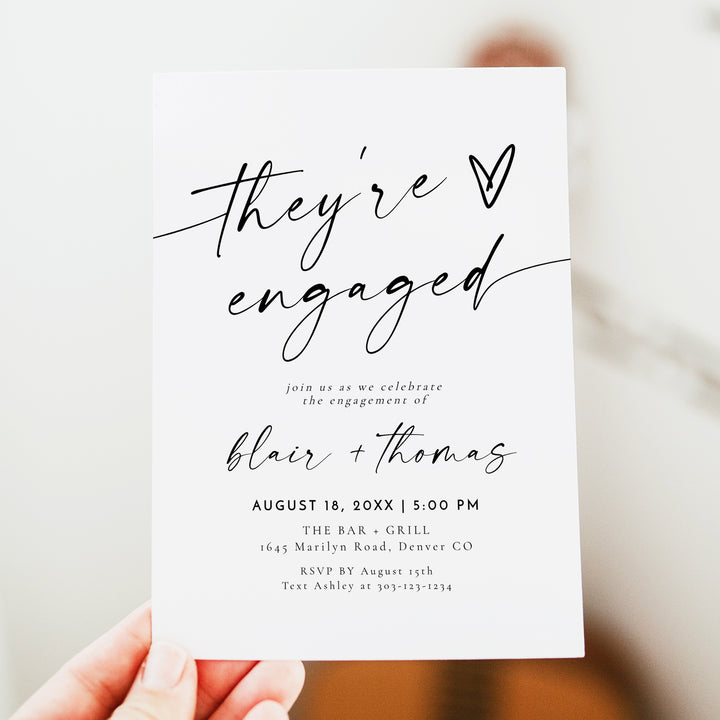 BLAIR They're Engaged Minimalist Engagement Party Invitation