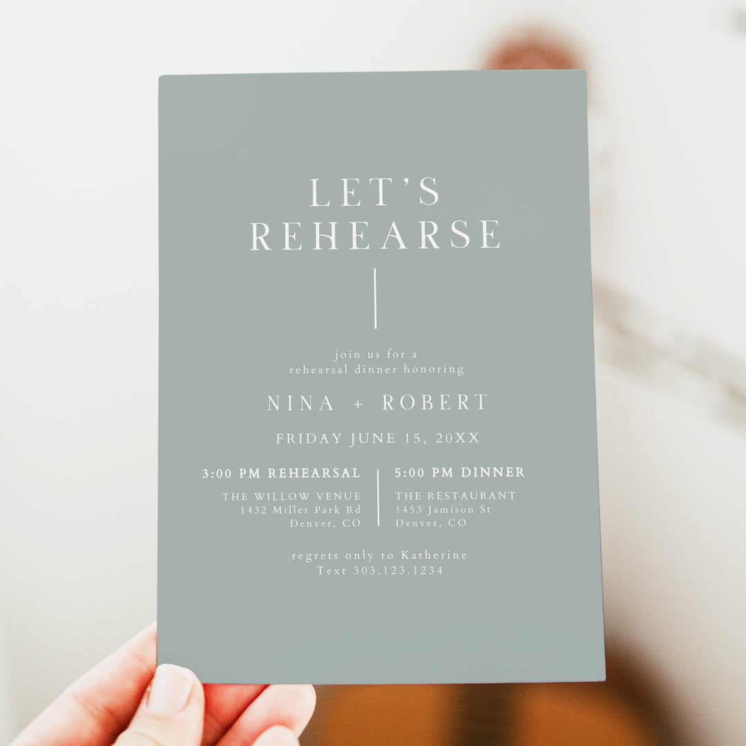 NINA Let's Rehearse Elegant Wedding Rehearsal Dinner Invitation
