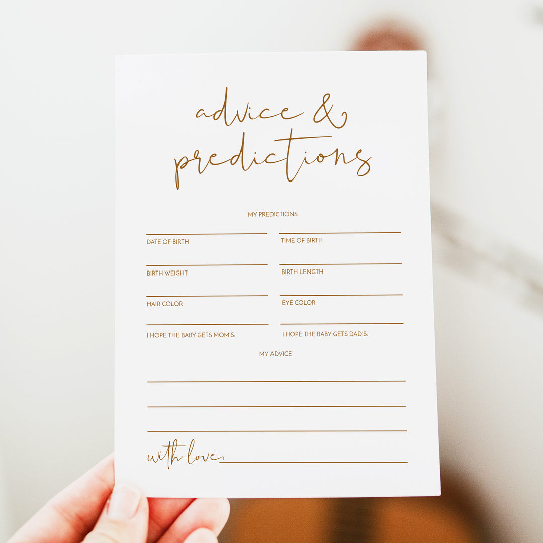 INDIE Gender Neutral Baby Shower Advice and Predictions Activity Card
