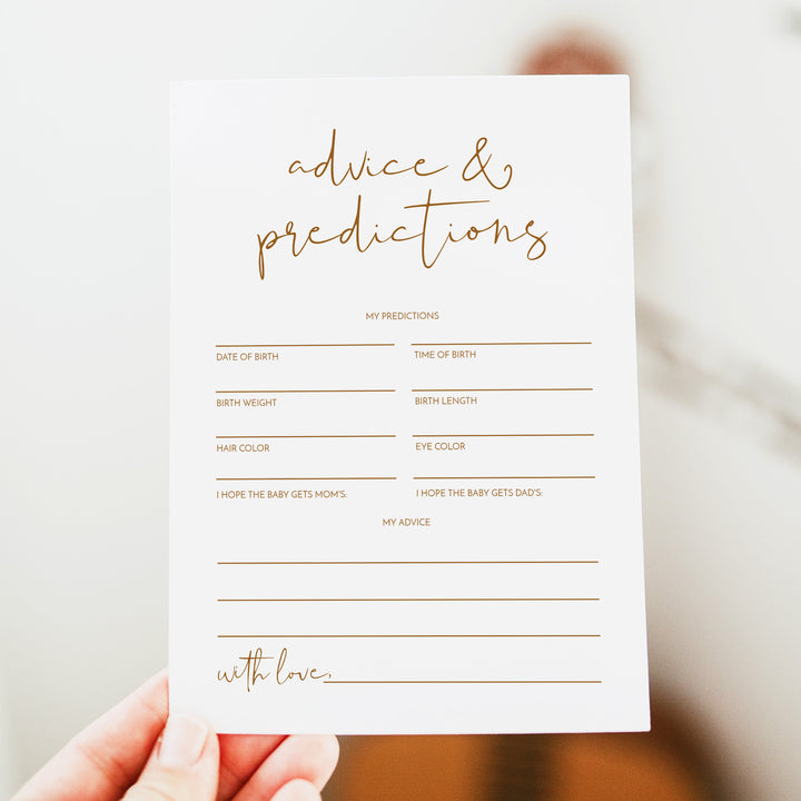 INDIE Gender Neutral Baby Shower Advice and Predictions Activity Card