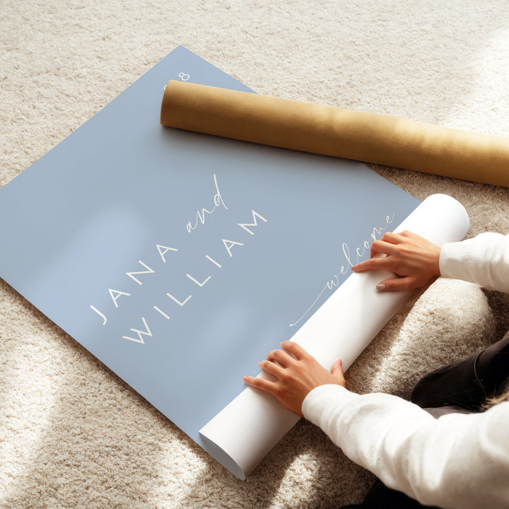 KENNEDY Dusty Blue Modern Minimalist Wedding Sign