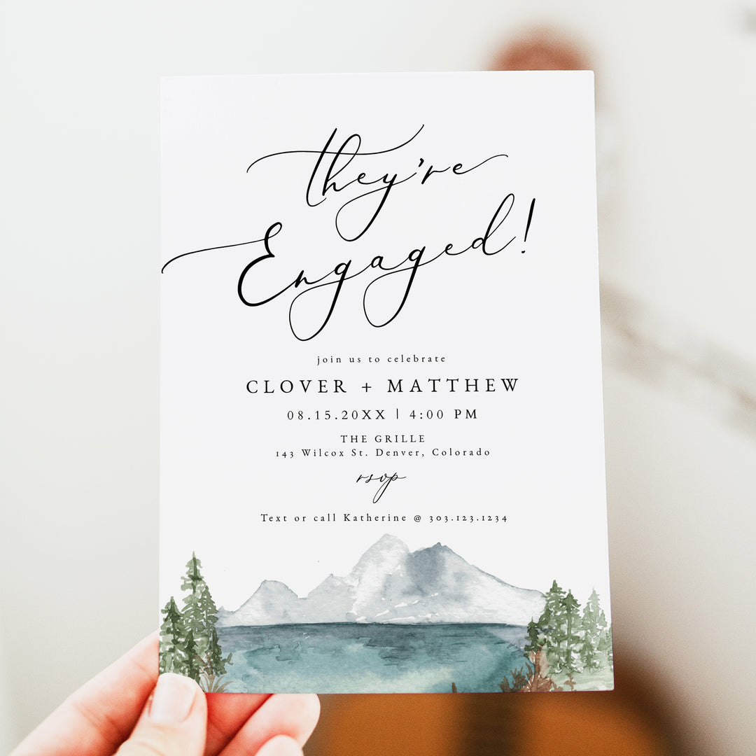 CLOVER They're Engaged Rustic Engagement Party Invitations