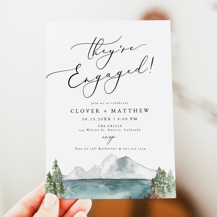 CLOVER They're Engaged Rustic Engagement Party Invitations