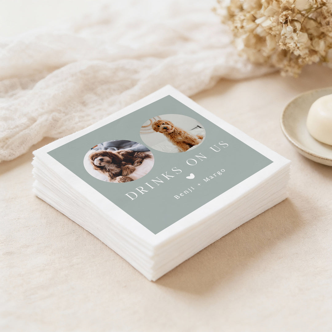 NINA Drinks On Us Sage Green Pet Napkins for Wedding