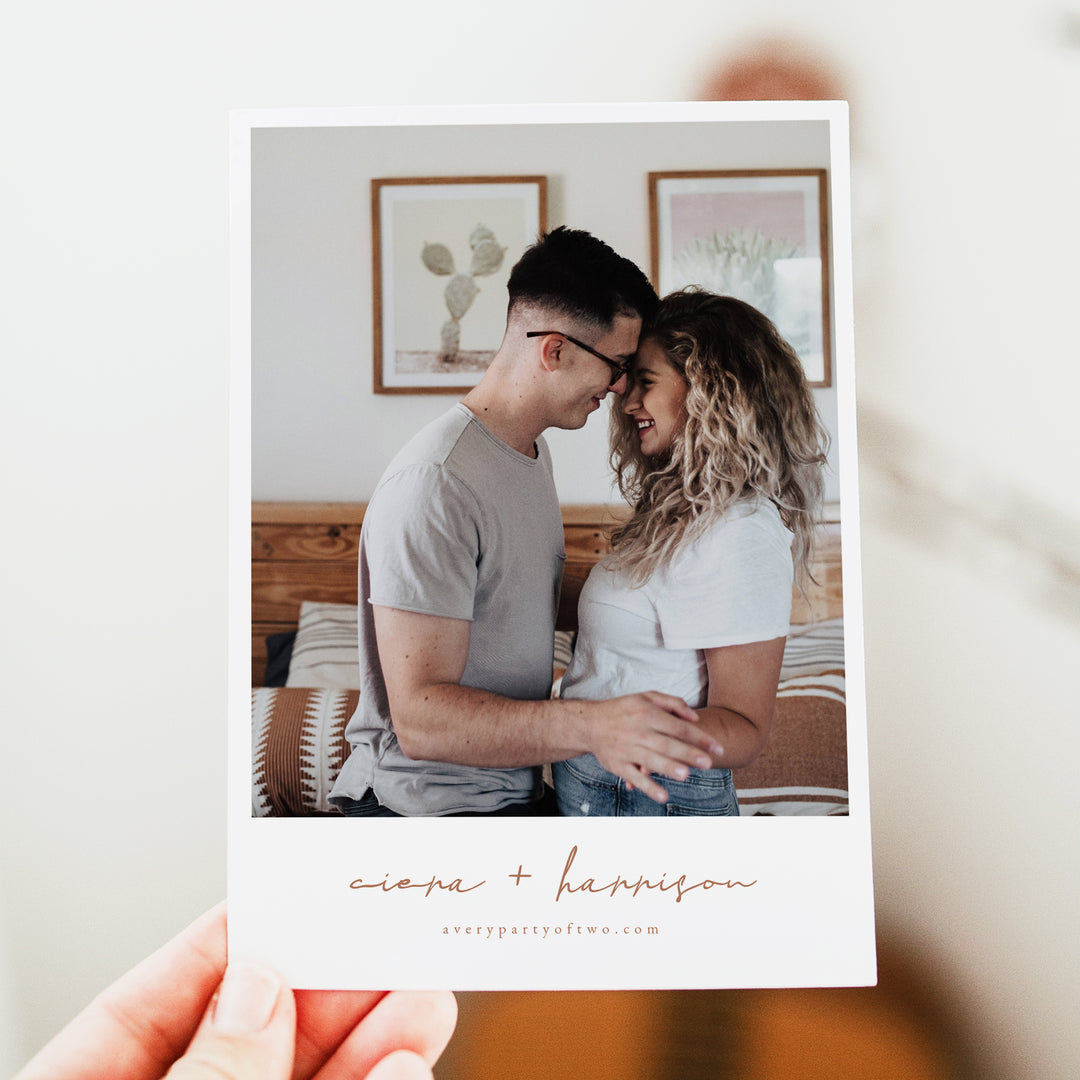 CIERA Rustic Terracotta Save the Date Invitations with Photo