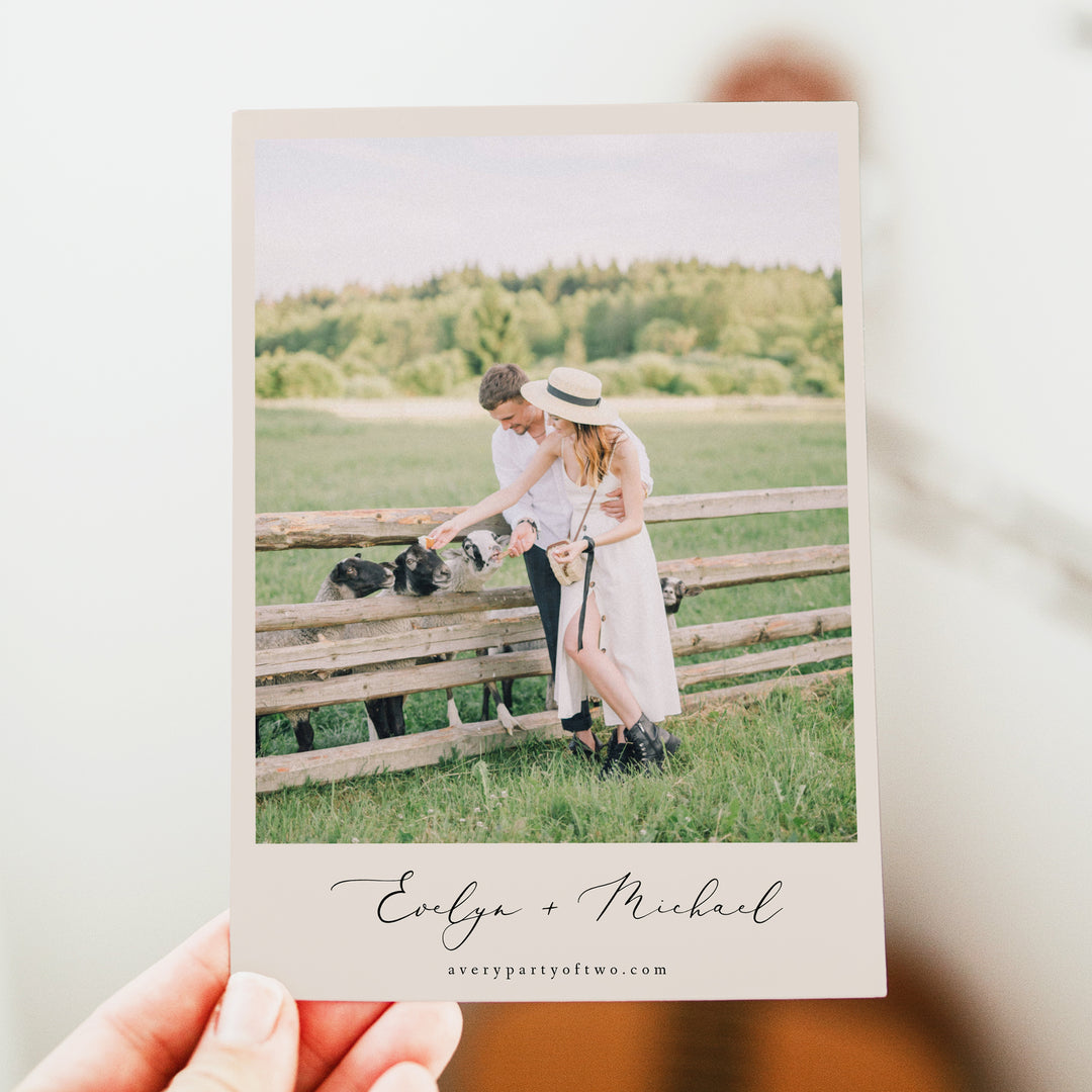 EVELYN Elegant Minimalist Wedding Invitation with Photo
