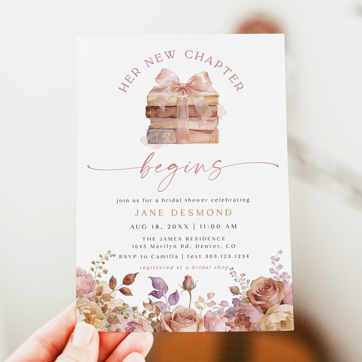 JANE Her New Chapter Bookish Bridal Shower Brunch Invitations