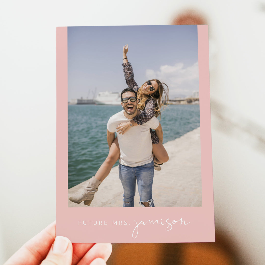 LEAH Dusty Rose Minimalist Boho Bridal Shower Photo Invitation