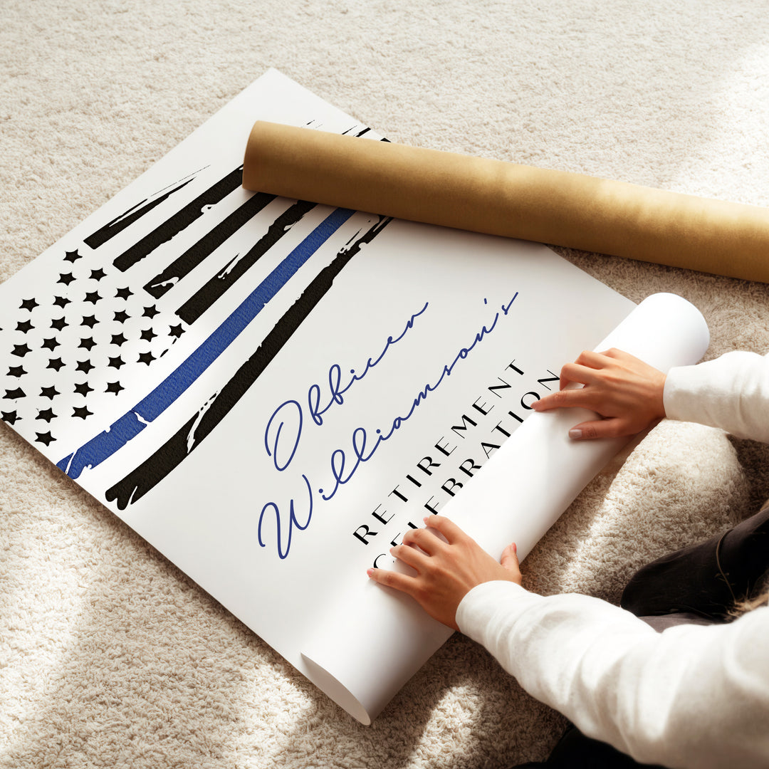 POLICE Thin Blue Line Flag Officer Retirement Party Welcome Sign