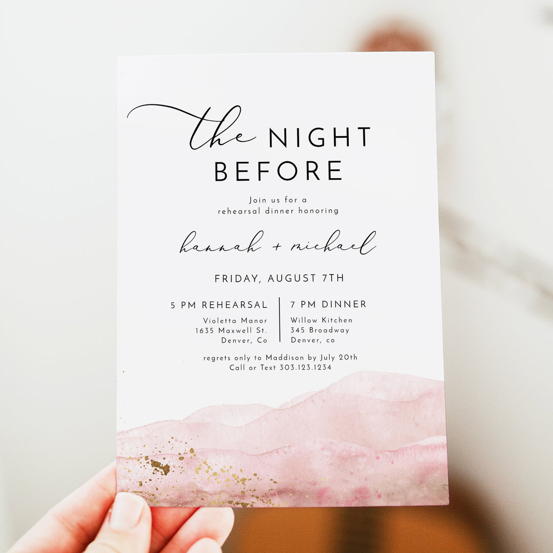 JULIEN The Night Before Modern Boho Rehearsal Dinner Invitation