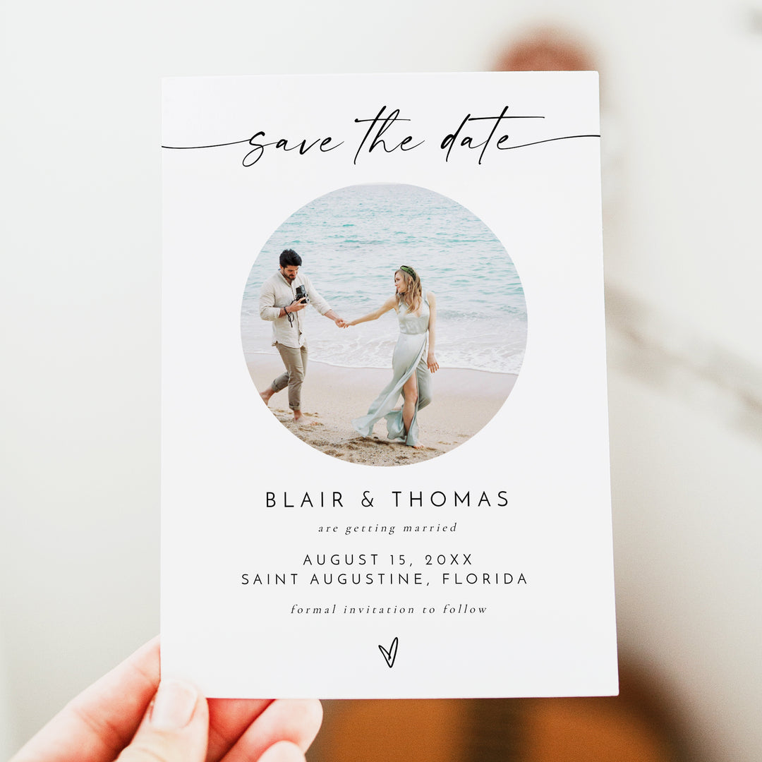 BLAIR Boho Wedding Save the Date Cards with Photo