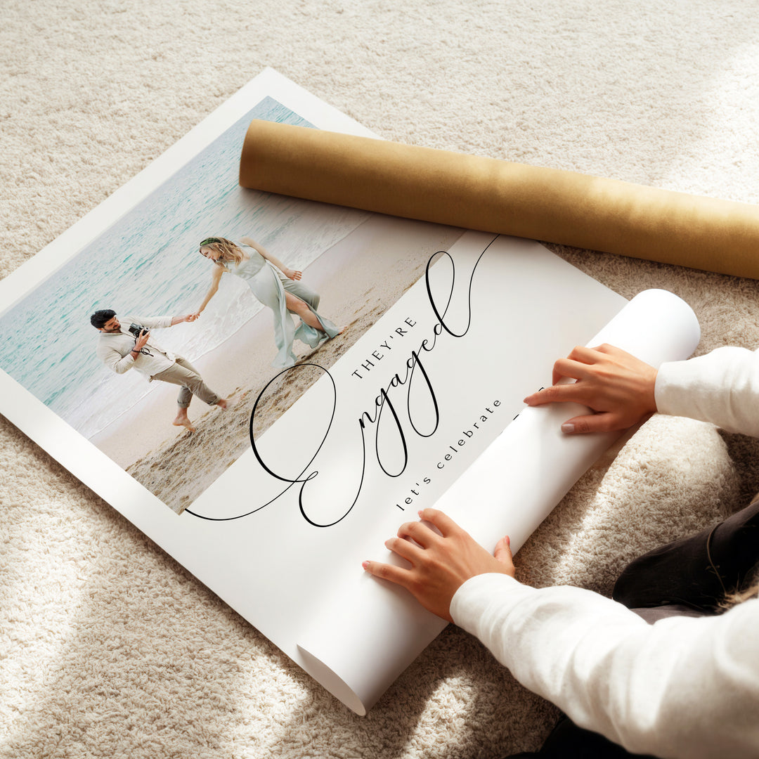 ASHER Elegant They're Engaged Photo Engagement Party Sign