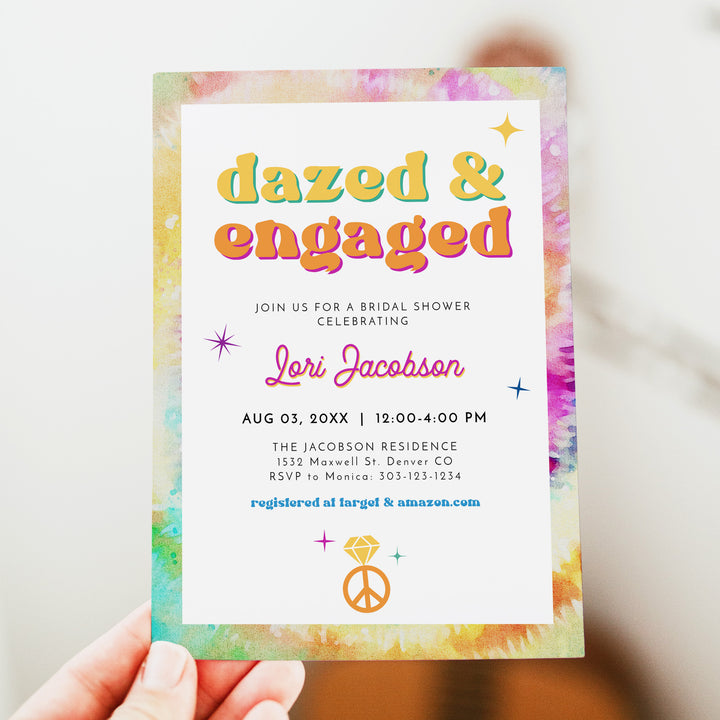 LORI Dazed and Engaged 70s Theme Retro Bridal Shower Brunch Invite