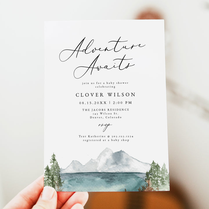 CLOVER Adventure Awaits Woodland Boy Baby Shower Invitation