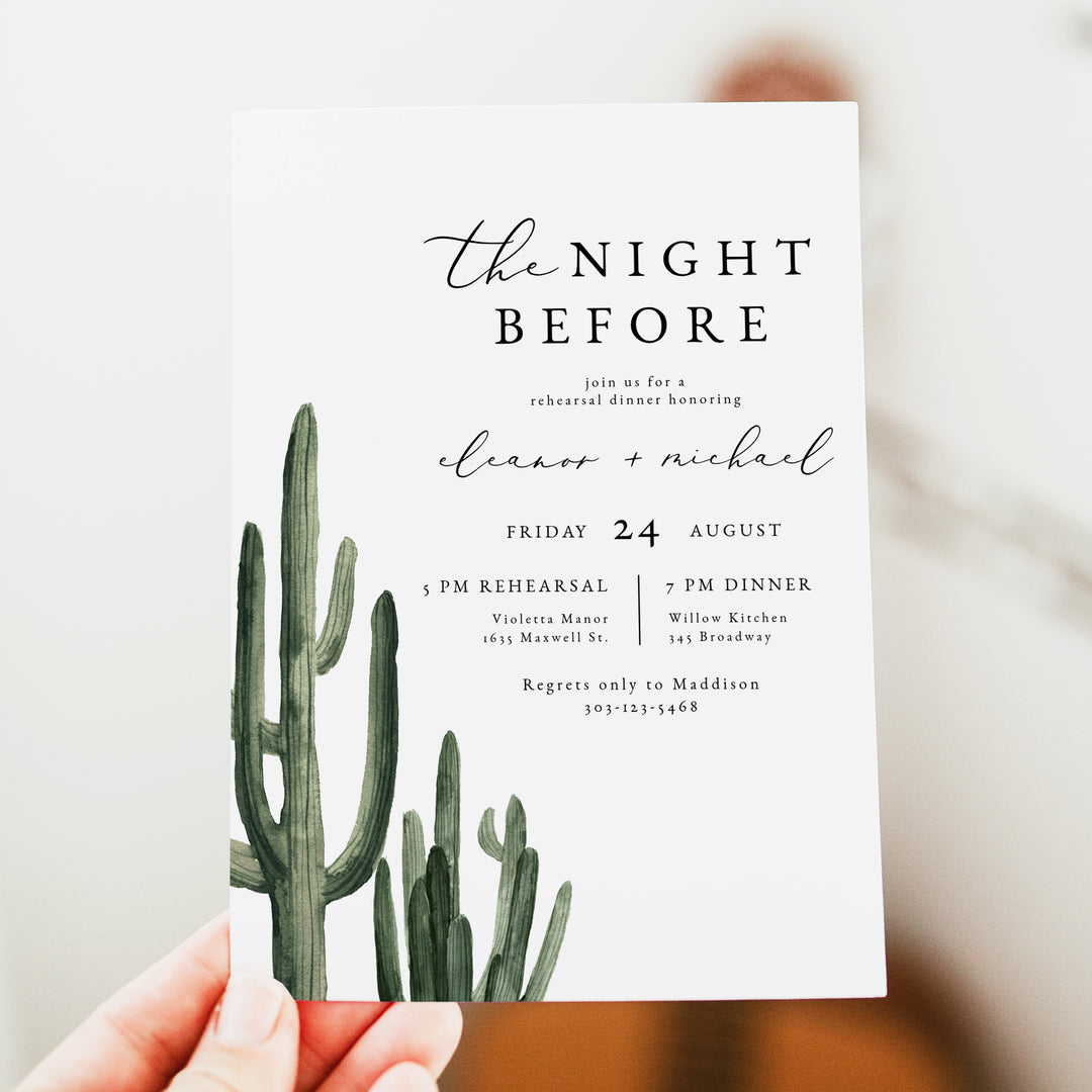 ELEANOR The Night Before Green Wedding Rehearsal Dinner Invitation