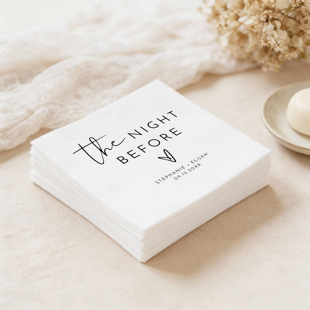 ADELLA Simple Script The Night Before Personalized Rehearsal Dinner Napkins
