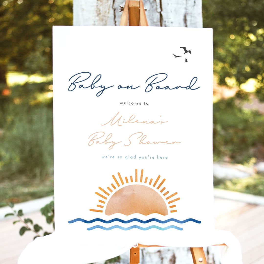 OCEANSIDE Nautical Baby on Board Baby Shower Welcome Sign
