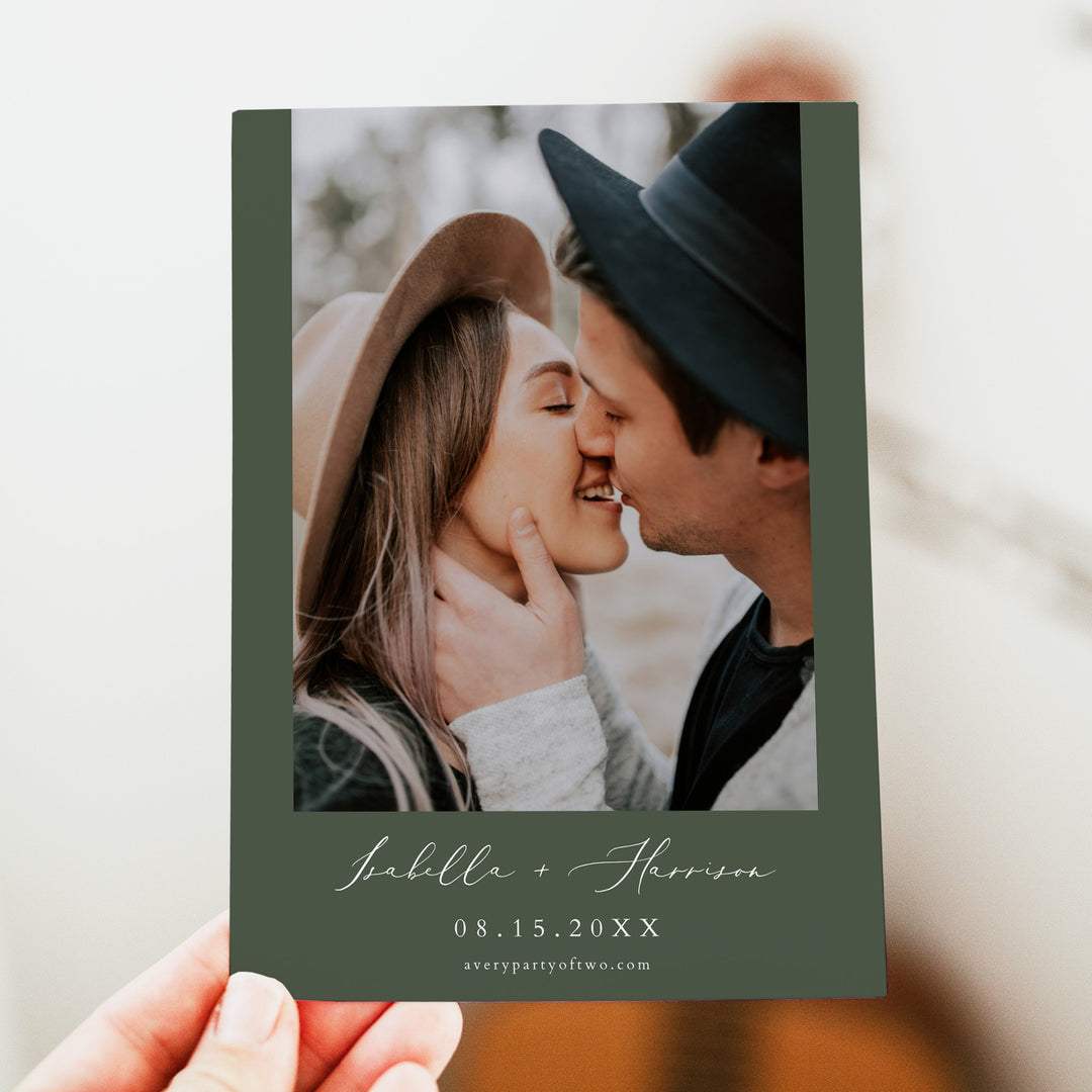 LANA Winter Greenery Watercolor Wedding Save the Date Cards