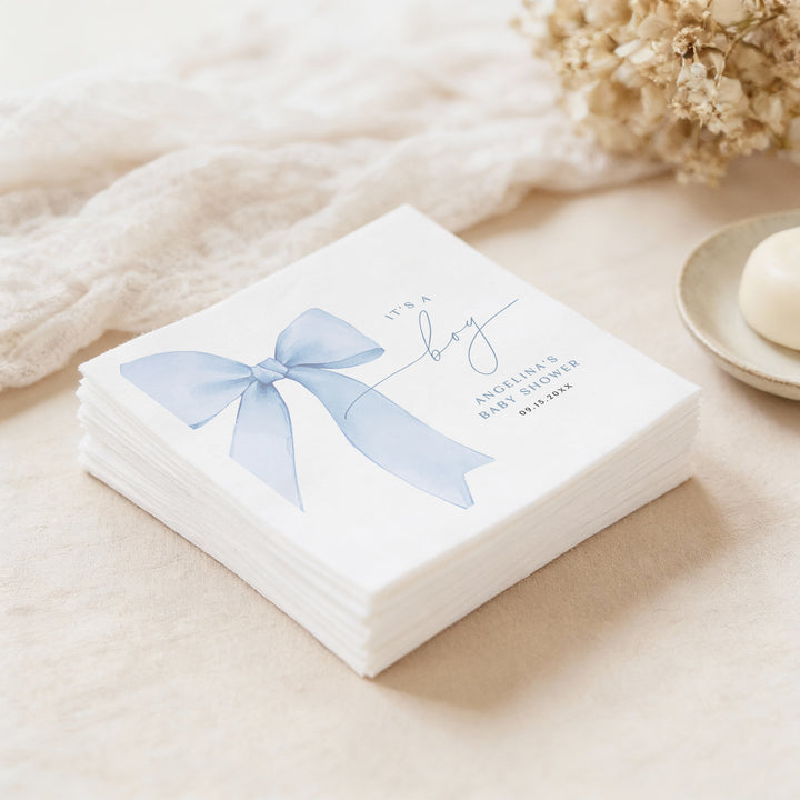 ANGELINA Dusty Blue It's a Boy Baby Shower Napkins Personalized