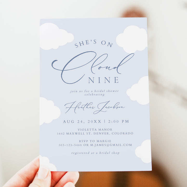 CAPRICE She's On Cloud Nine Blue Bridal Shower Invitation