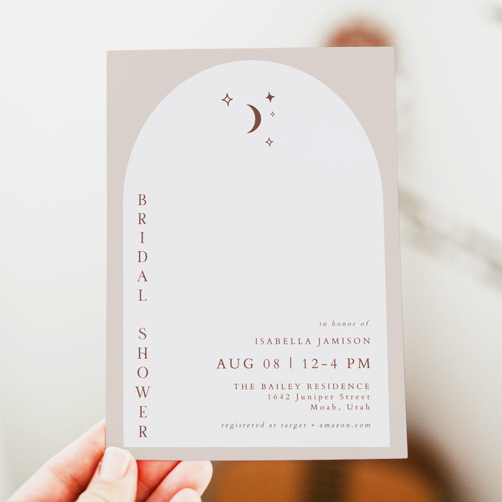 CELESTE Terracotta Celestial Boho Arch Wedding Shower Invitation