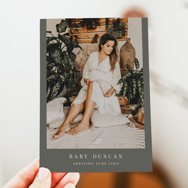 NINA Minimalist Sage Green Baby Shower Invitation