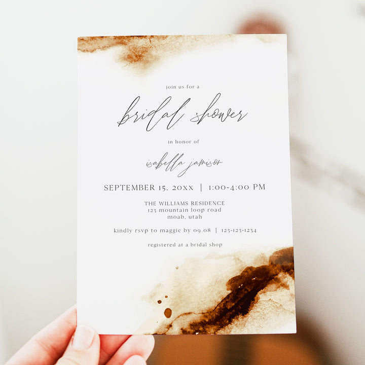 JAYLA Minimalist Burnt Orange Autumn Bridal Shower Invitations