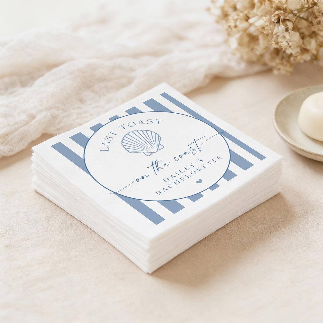HAILEY Last Toast on the Coast Nautical Bachelorette Napkins Personalized