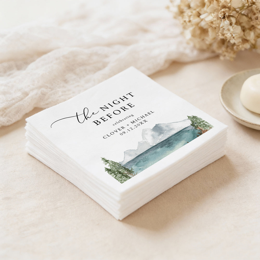 CLOVER The Night Before Mountain Wedding Rehearsal Dinner Napkins